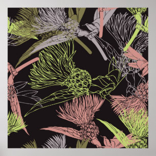 Poster Padrões de padrão-padrão colorido das flores, flor