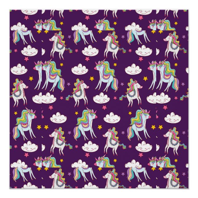 Póster Padrões do Cavalo Mágico Funny Unicorn (Frente)