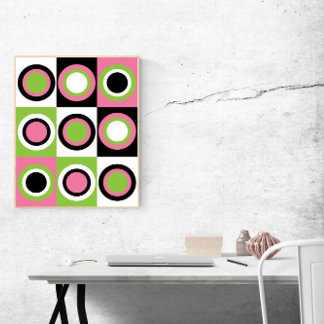 Poster Padrões dos Círculos Cor-de-rosa Verde Cor-de-Rosa