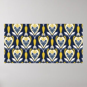 Poster Padrões florais sem costura em estilo escandinavo