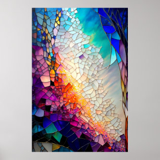 Poster padrões geométricos de vidro colado