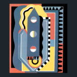Póster Padrões Geométricos de Vintage Art Deco Pochoir Ja<br><div class="desc">Ilustração Vintage art deco pochoir, padrão de Georges Valmier, do livro francês Collection Decors et Couleurs, 1930. Pocorir é uma técnica de estêncil comum em quadros de surrealismo. Um design de cubismo moderno com uma variedade de formas e cores geométricas. Esse padrão inclui um instrumento de escrevendo que se assemelha...</div>