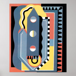 Póster Padrões Geométricos Jazz Art Déco Pochoir Vintage