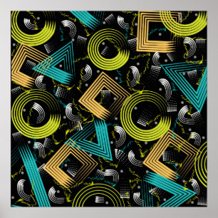 Poster Padrões geométricos,retrô,90s,abstrato,a