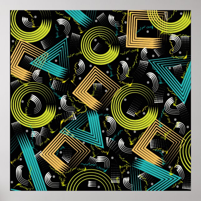 Poster Padrões geométricos,retrô,90s,abstrato,a (Frente)