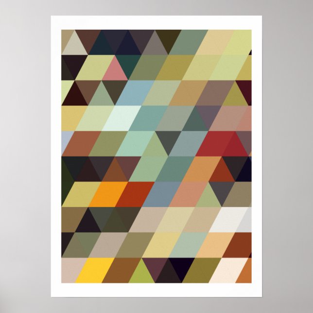 Poster Padrões geométricos | Triângulos multicolores (Frente)