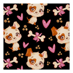 Póster Padrões Pets Engraçados Puppy Lover