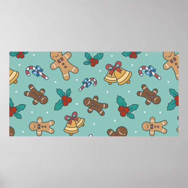 Poster Padrões sem costura de natal (Frente)