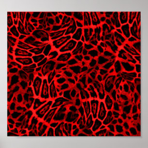 PÓSTER PADRÕES WOBBLE LEOPARD VERMELHOS PADRÕES DE FUND