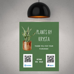 Poster Pagamento de Código QR Personalizável de Planta de