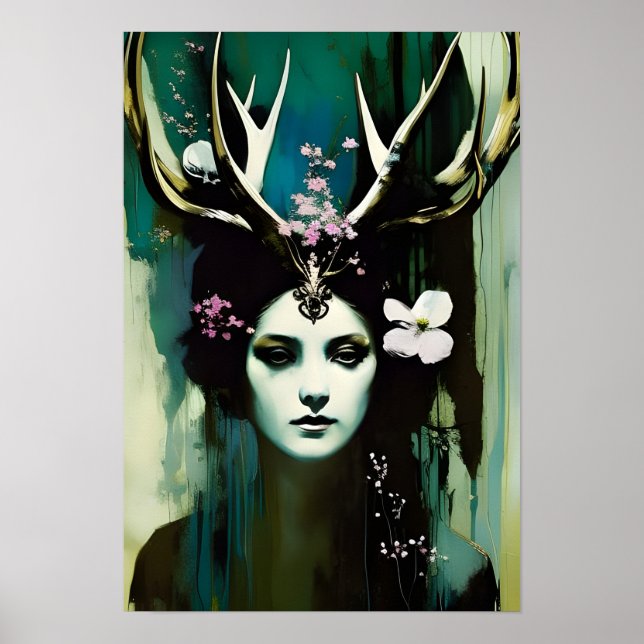 Poster Pagan Woman com Antlers (Frente)