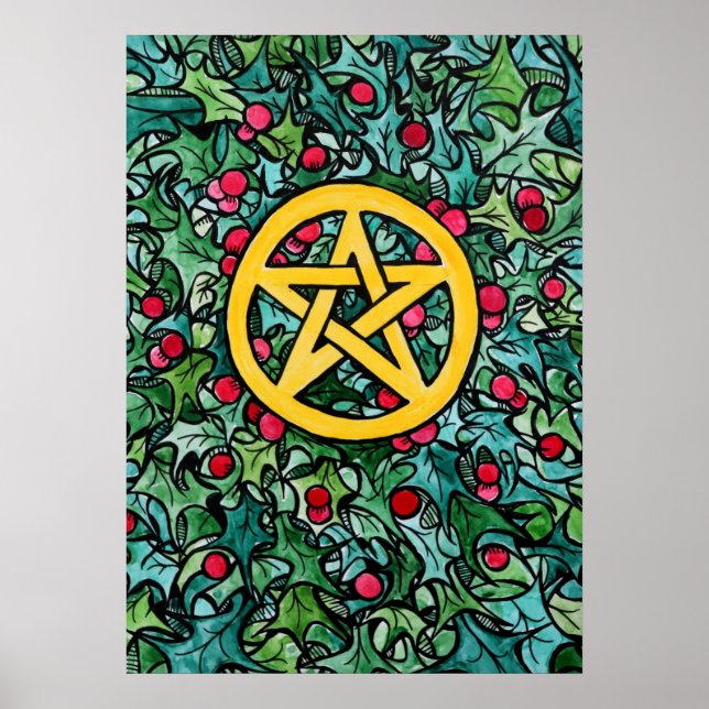 Poster Pagan Yule Pentagram (Frente)