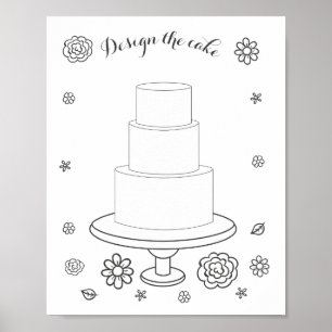 Poster Página Bolo de Atividade de Coloração de Casamento