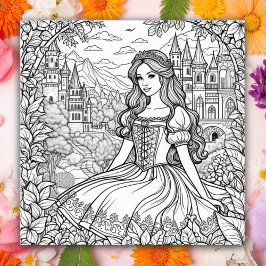 Poster Página Color Me | Bonito Princesa e Castelo
