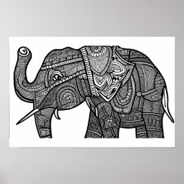 Poster Página Coloração de Elefante
