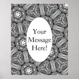 Poster Página Coloração do Adulto do Limite Oval do Padrã