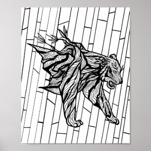 Poster Página da coloração - ano do tigre