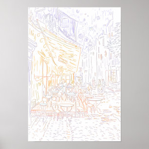 Póster Página da coloração - noite Van Gogh do terraç