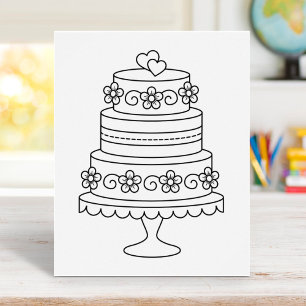 Poster Página de Coloração de Bolo de Casamento Hierárqui