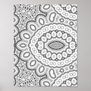 Poster Página de Colorir Intrincada com Padrão Orgânico A