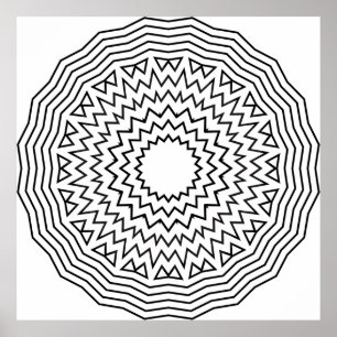 Poster Página de Colorir Mandala Abstrata Arte com Padrão