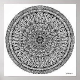 Poster Página de Colorir Mandala de Guepardo Intrincada