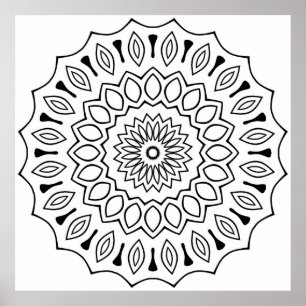Poster Página de Colorir Mandala Floral Clássica Arte Int