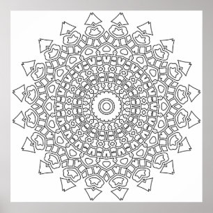 Poster Página de Colorir Mandala Intricada com Detalhes e