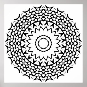 Poster Página de Colorir Mandala Intricada com Padrão Ent