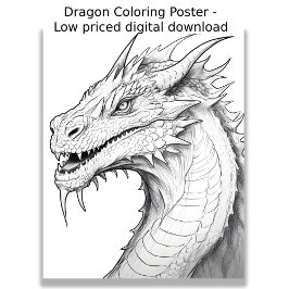 Poster Página de cores - Dragão, Colore o seu