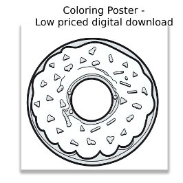 Poster Página de cores - Rosquinha!, Colore seu próprio