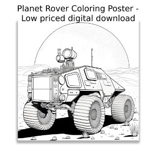 Poster Página de cores - veículo planetário, colorir seu