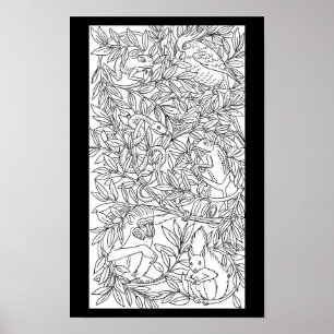 Poster Página de desenho de arte animal natural