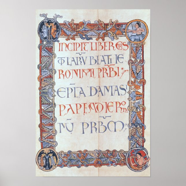 Póster Página de texto com limite florido (Frente)