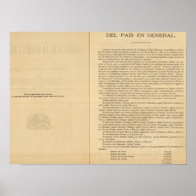 Póster Página de título do Atlas do México de 1874 (Frente)