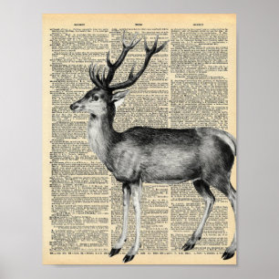 Poster Página Dicionário de Vintage com stag