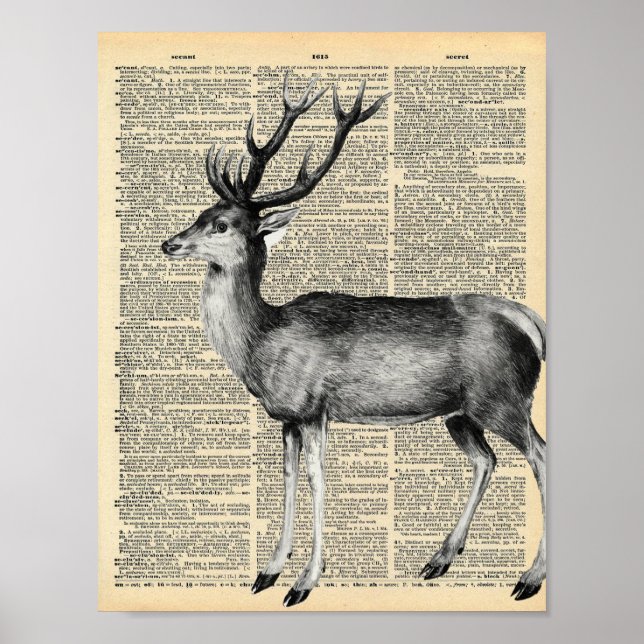 Poster Página Dicionário de Vintage com stag (Frente)