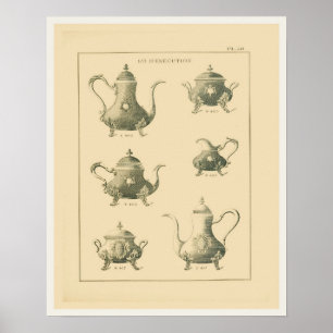 Póster Página do catálogo dos potes do chá do vintage