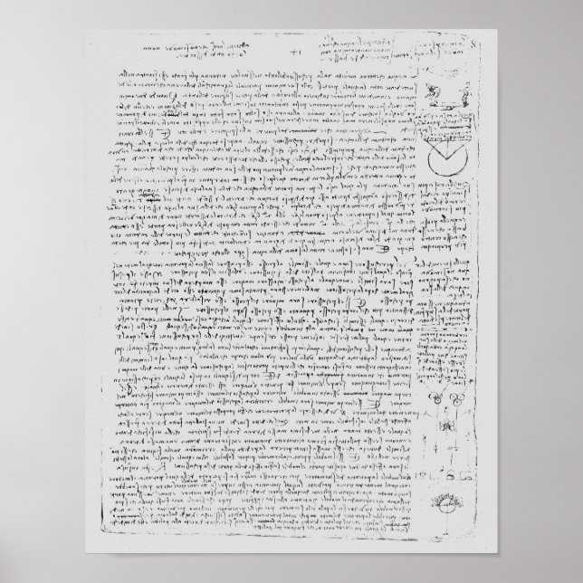 Póster Página do Codex Leicester, 1508-12 (Frente)