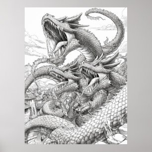 Poster Página do Livro de Coloração de Hidra - Criatura M