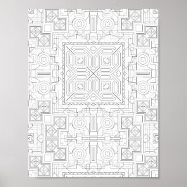 Poster Página para Colorir com Motivo de Quadrado Intrinc