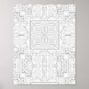 Poster Página para Colorir com Motivo de Quadrado Intrinc