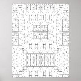Poster Página para Colorir de Padrão de Azulejo Ornamenta