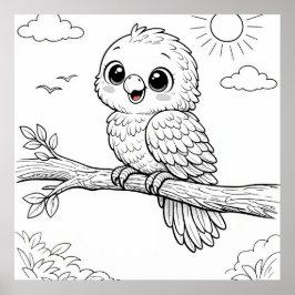 Poster Página para Colorir de Parrot Nursery Kids 