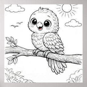 Poster Página para Colorir de Parrot Nursery Kids 