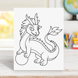 Poster Página para Colorir Dragão Chinês