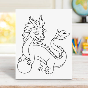 Poster Página para Colorir Dragão Chinês