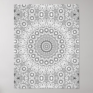 Poster Página para Colorir Mandala com Anel de Margarida 