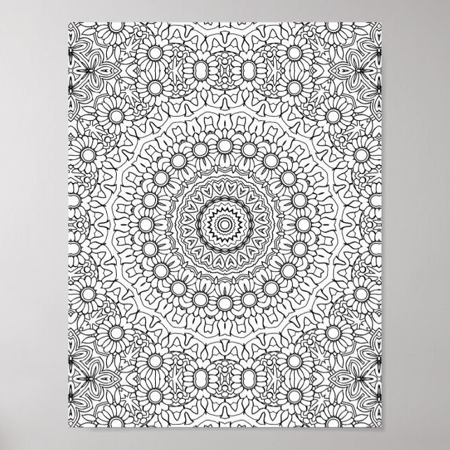 Poster Página para Colorir Mandala com Anel de Margarida  (Frente)