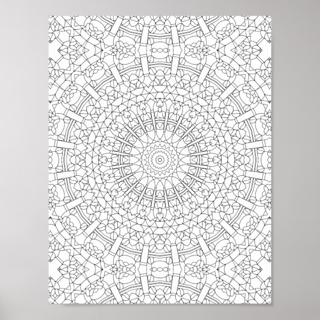 Poster Página para Colorir Mandala de Caleidoscópio Intri (Frente)